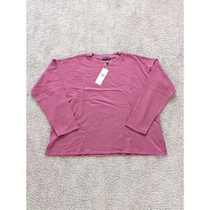 Eileen Fisher Cozy Brushed Terry Hug Crew Neck Boxy Top Sweater Size Large NWT